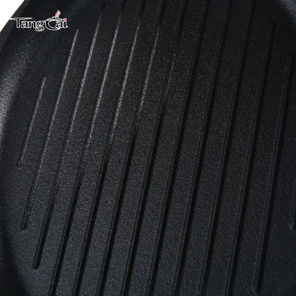 Round Cast Iron Grill Pan with Large Loop Handles - Non-Stick BBQ Skillet for Steak, Meat, Vegetables