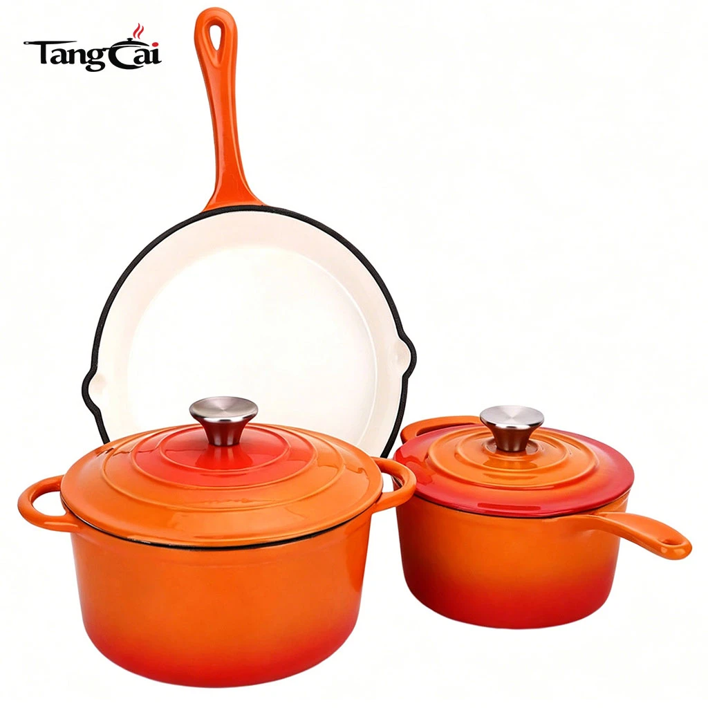 Custom 3 Piece Enameled Cast Iron Cookware Set