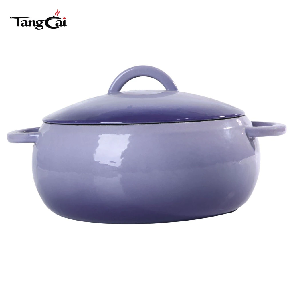Premium Enamel Coated Cast Iron Round Big Belly Bean Pot for Slow Cooking