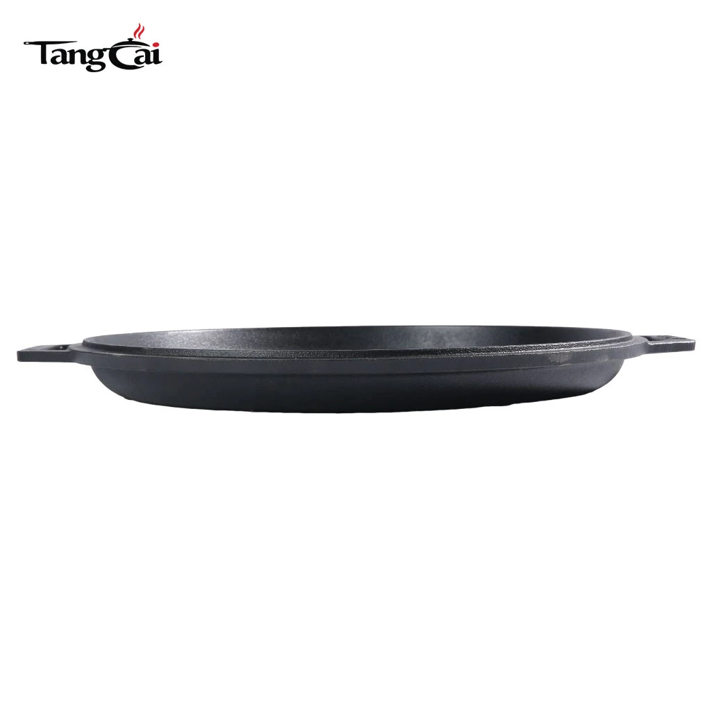 11 Inch Round Cast Iron Grill Pan - Pre-Seasoned Ridged Griddle Plate
