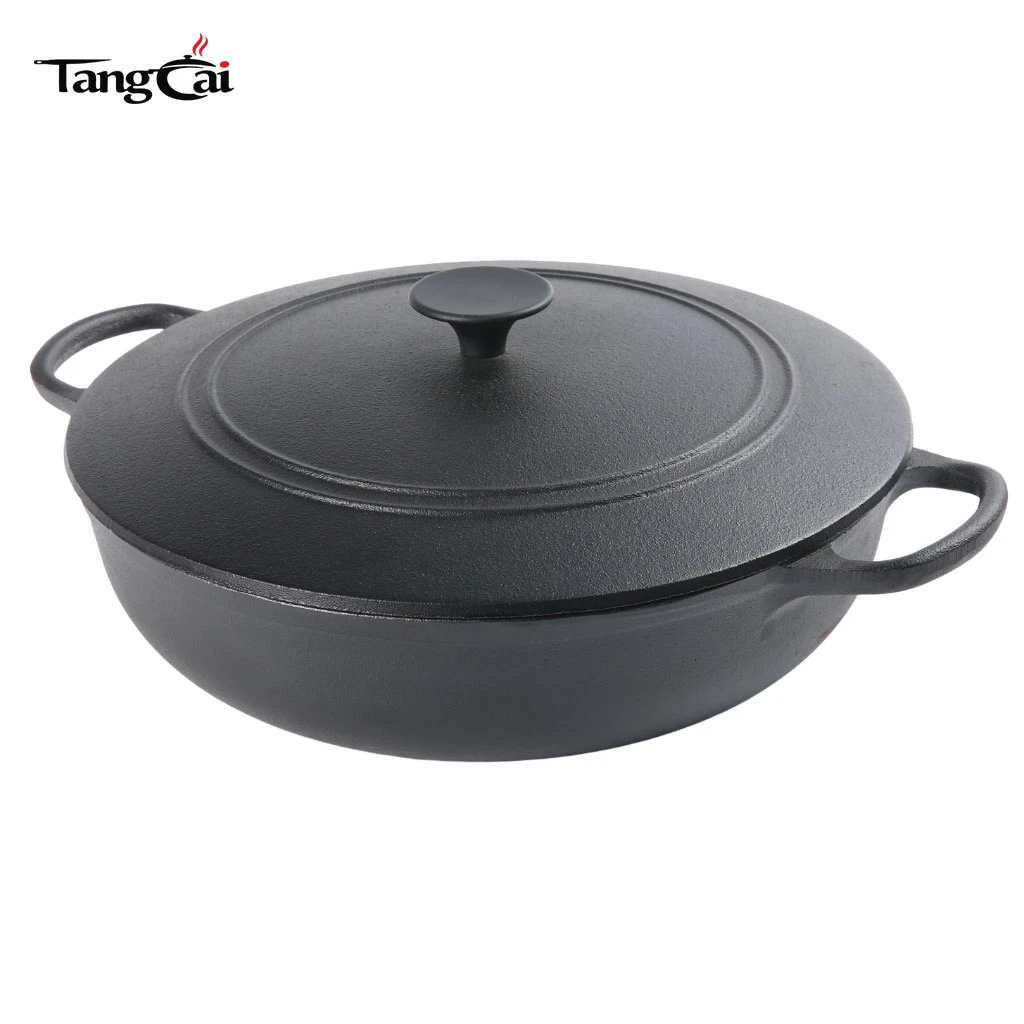 Pre-Seasoned Shallow Cast Iron Braiser Pan with Lid, Ideal for Indoor & Outdoor Searing, Braising & Roasting