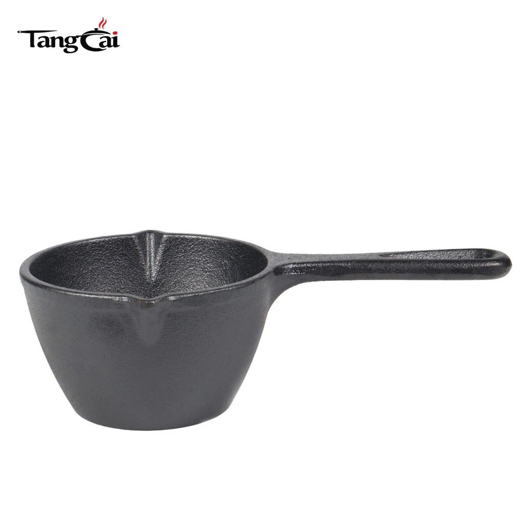 Pre-Seasoned Mini Cast Iron Melting Pot with Dual Pour Spouts & Hanging Handle