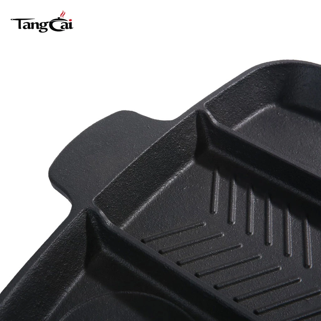 Heavy Duty 5in1 Cast Iron Griddle Pan, Multi-Purpose Divided BBQ Skillet