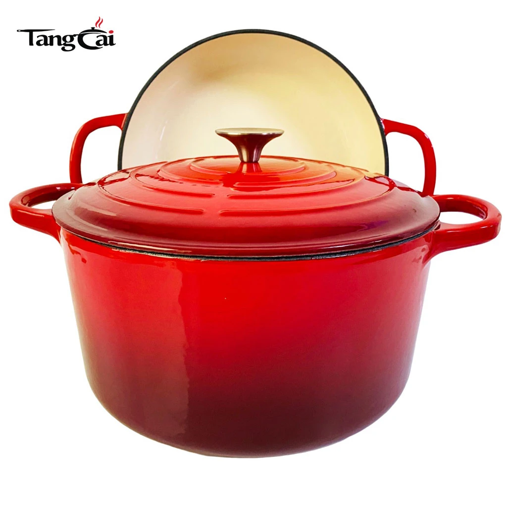 Stackable Enamel Cast Iron 2-in-1 Dutch Oven Set with Skillet Lid