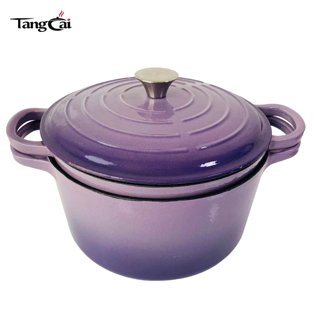 Stackable Enamel Cast Iron 2-in-1 Dutch Oven Set with Skillet Lid