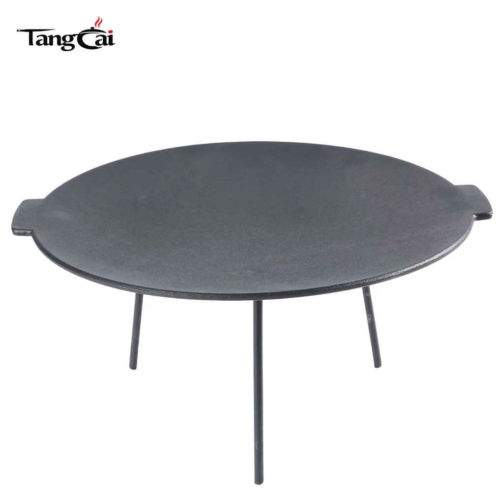 Large Flat Cast Iron Outdoor Griddle Pan- Pre-Seasoned Black Iron Fire Pit for BBQ Grilling