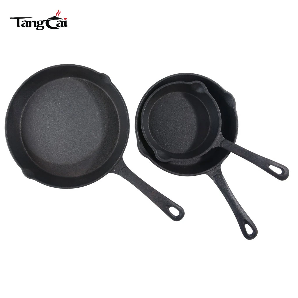 Wholesale 3-Piece Cast Iron Skillet Set - Pre-Seasoned Black Iron Frying Pans with Long Handle