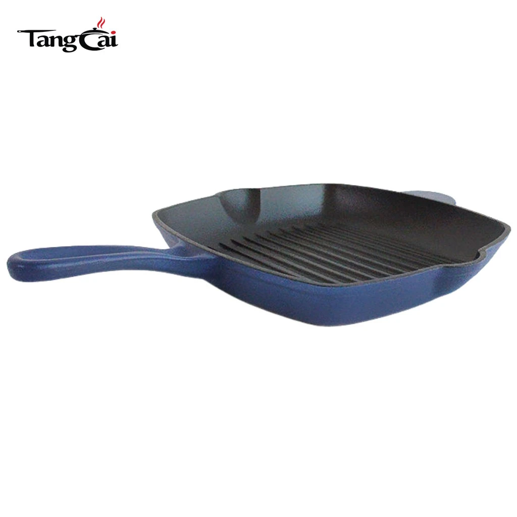 High Quality 24cm Enameled Cast Iron Frying Pan Grill Pan