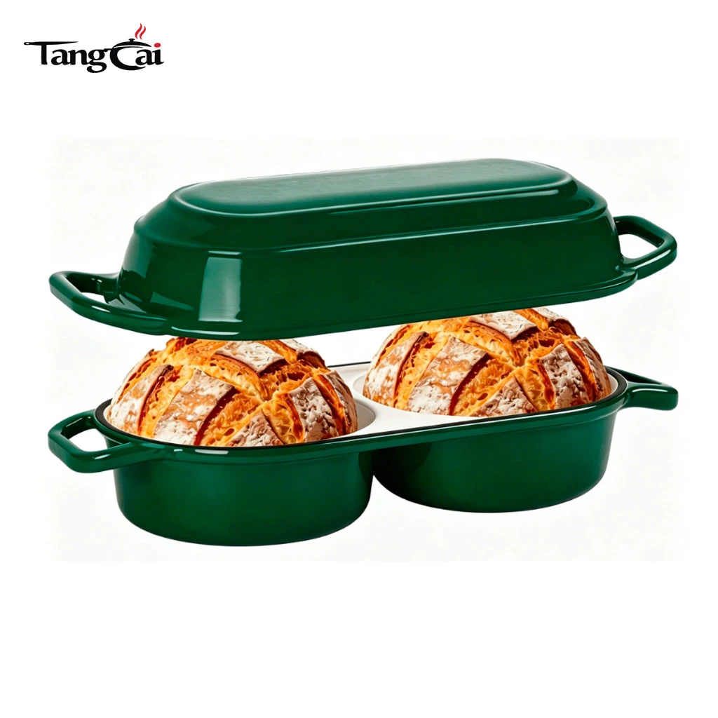 2026 Trending Cast Iron Loaf Pan with Lid, 2.2QT Double Dutch Oven for Sourdough Bread Baking