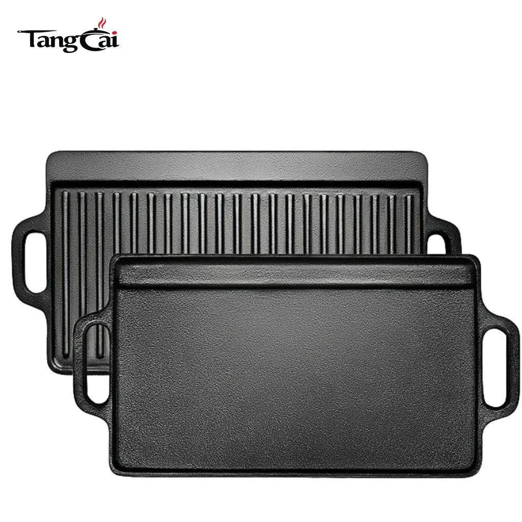 Wholesale Rectangular Cast Iron Reversible Grill BBQ Cast Iron Plancha Griddle Pan