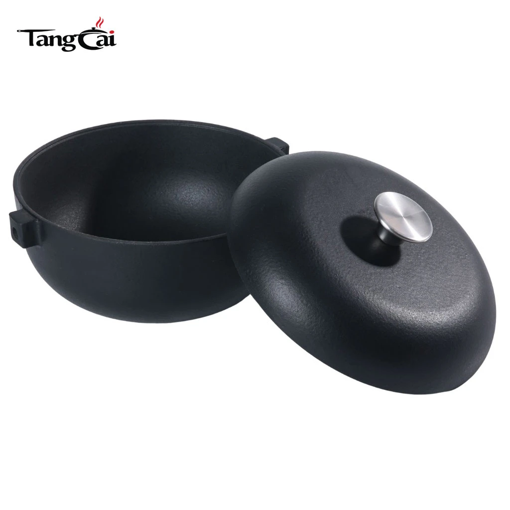 Matte Black Cast Iron Rice Cooker Pot, Japanese-Style Nabe with Lid