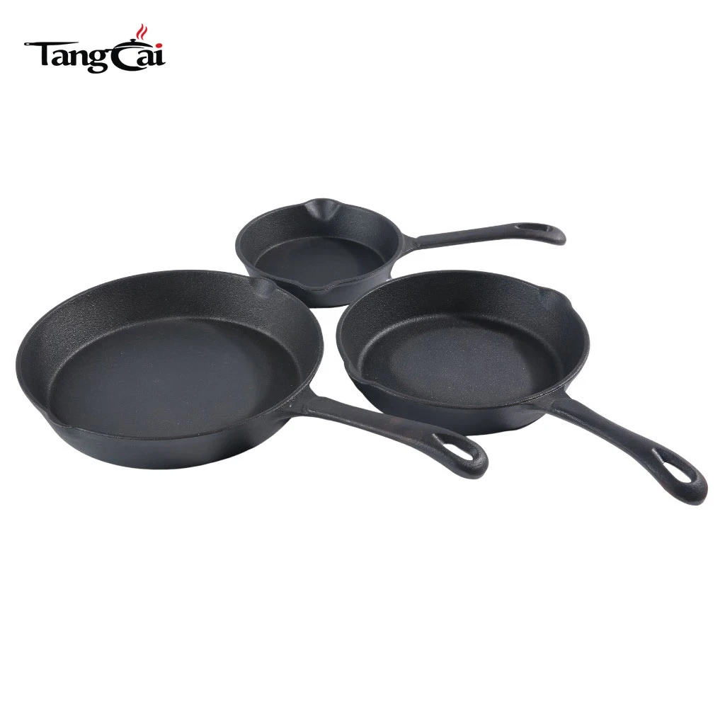 Wholesale 3-Piece Cast Iron Skillet Set - Pre-Seasoned Black Iron Frying Pans with Long Handle