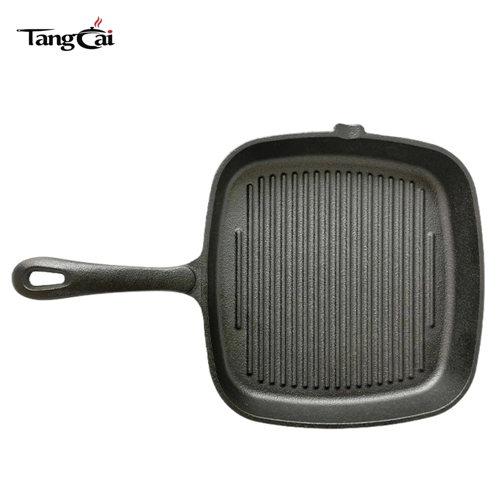 Pre-Seasoned Cast Iron Square Grill Pan with Single Pour Spout