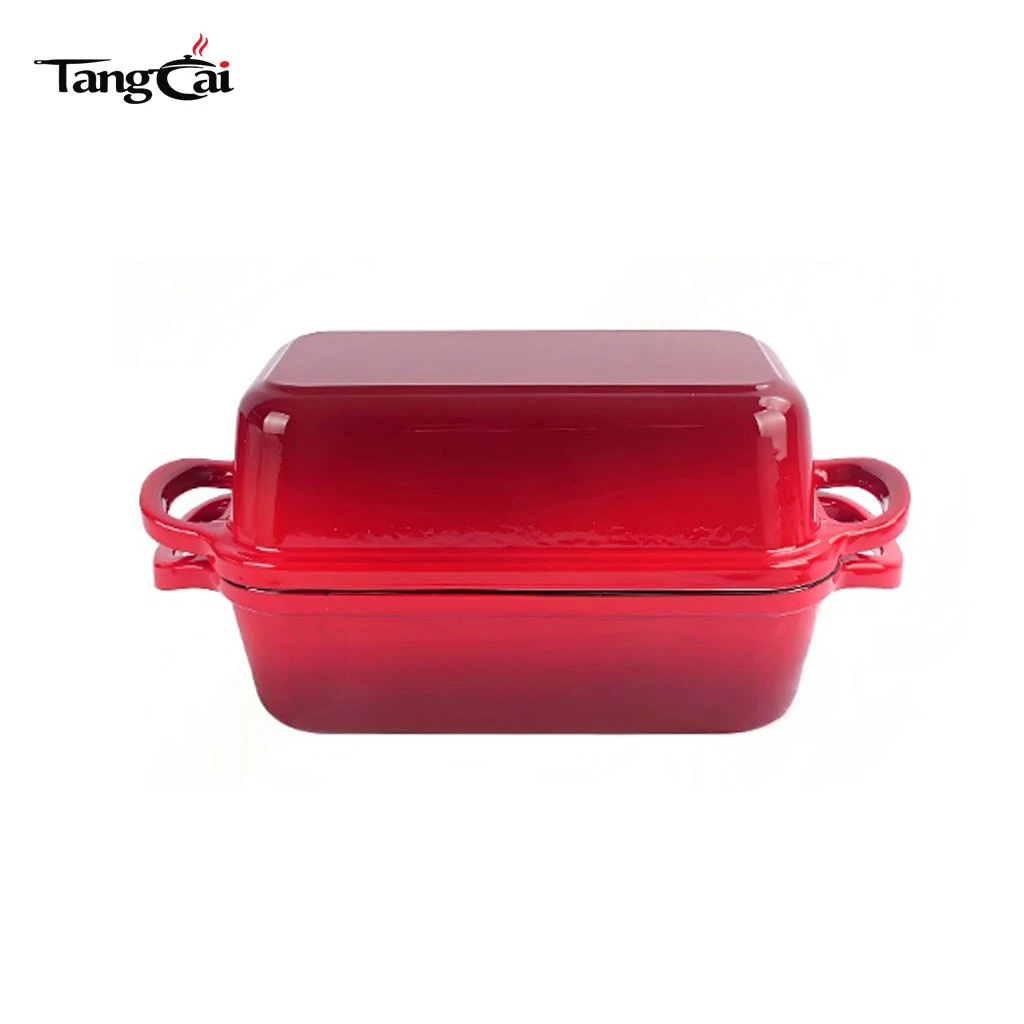 Colorful Enameled Cast Iron Loaf Pan 2 Piece Set, 10x5 inch 2 In 1 Bread Pan with Lid