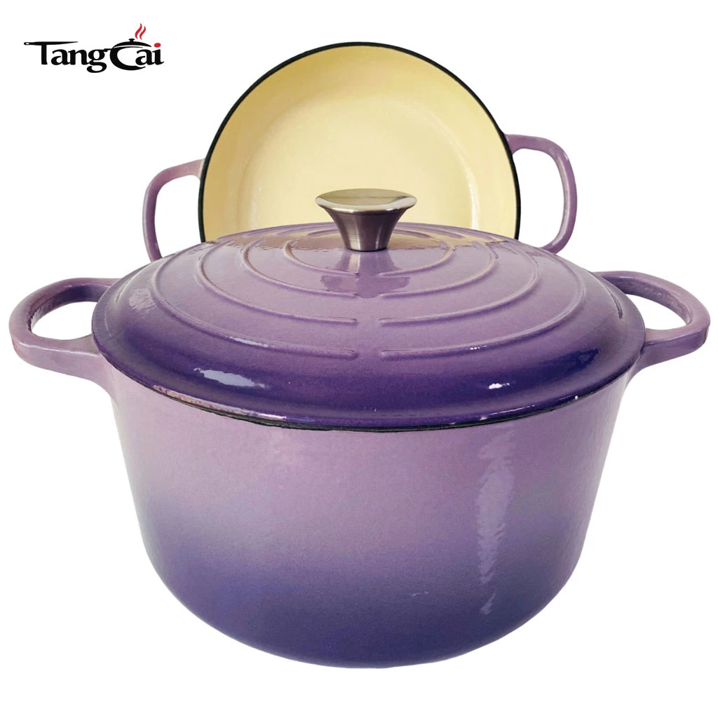 Stackable Enamel Cast Iron 2-in-1 Dutch Oven Set with Skillet Lid