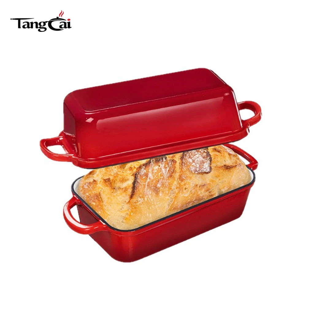 Colorful Enameled Cast Iron Loaf Pan 2 Piece Set, 10x5 inch 2 In 1 Bread Pan with Lid