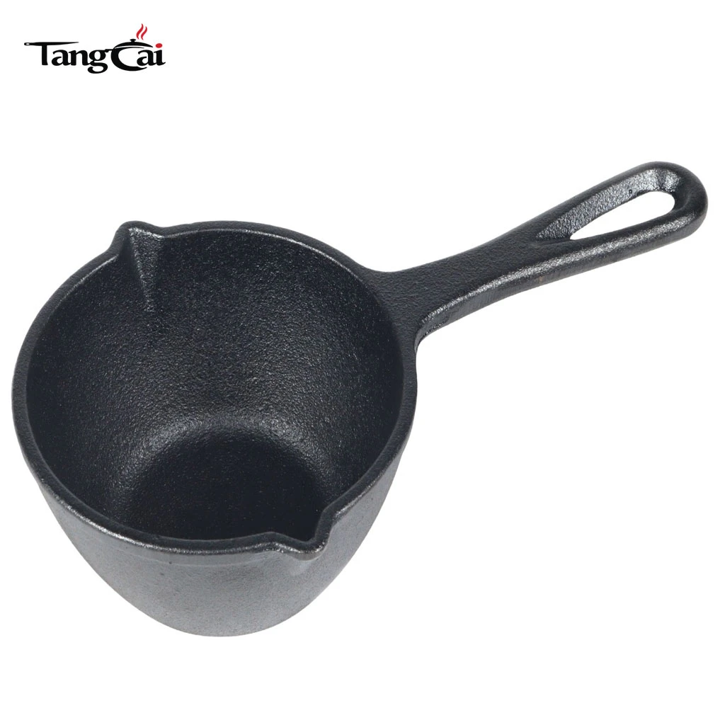 Pre-Seasoned Mini Cast Iron Melting Pot with Dual Pour Spouts & Hanging Handle