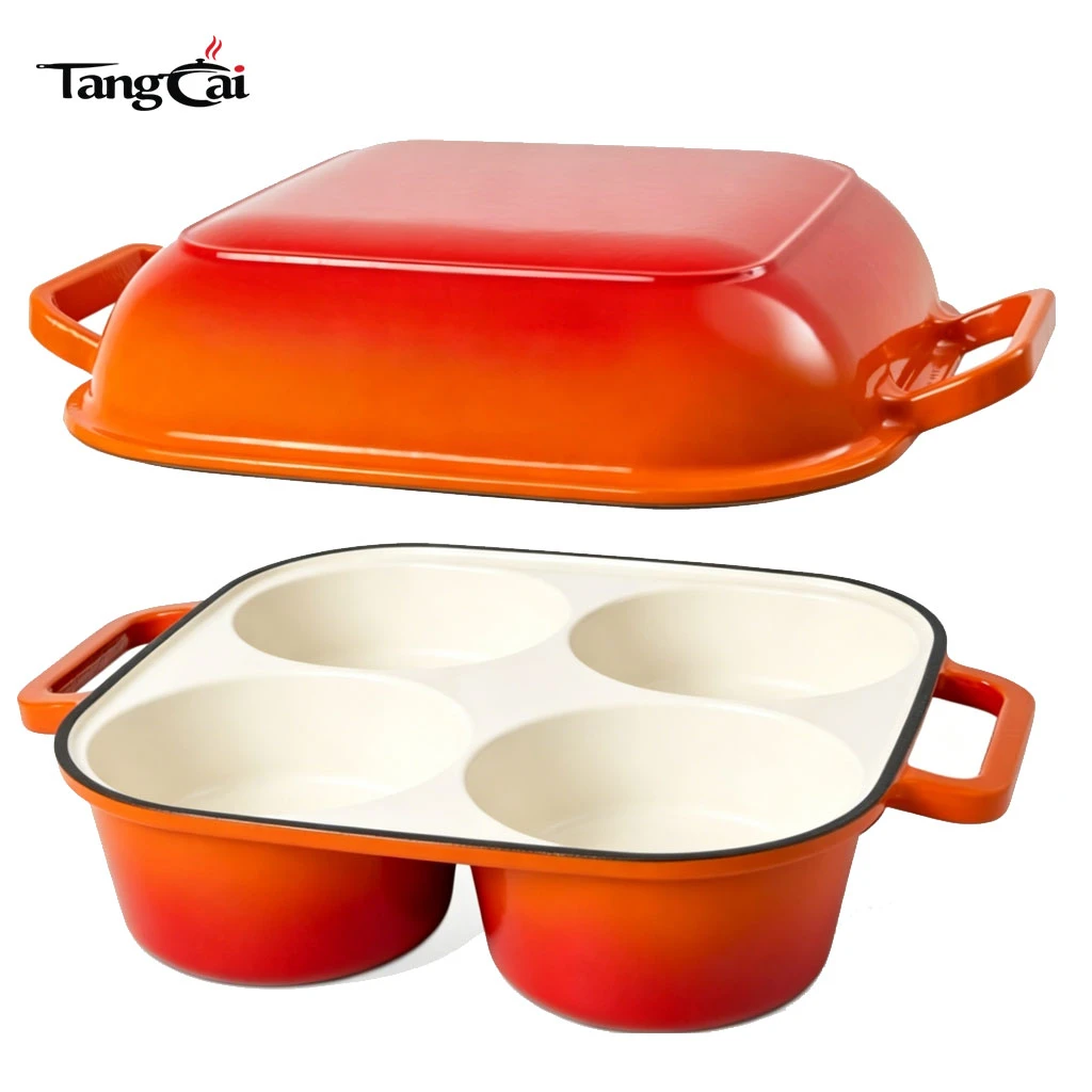 4-Cup Enameled Cast Iron Bread Pan, 2-in-1 Combo Cooker with Lid, Mini Sourdough Bread Baking Dish for Global Buyers