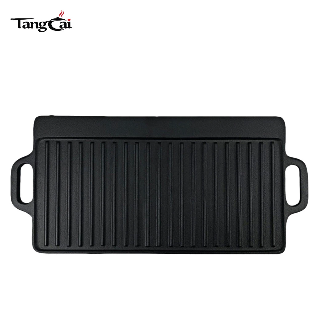 Wholesale Rectangular Cast Iron Reversible Grill BBQ Cast Iron Plancha Griddle Pan