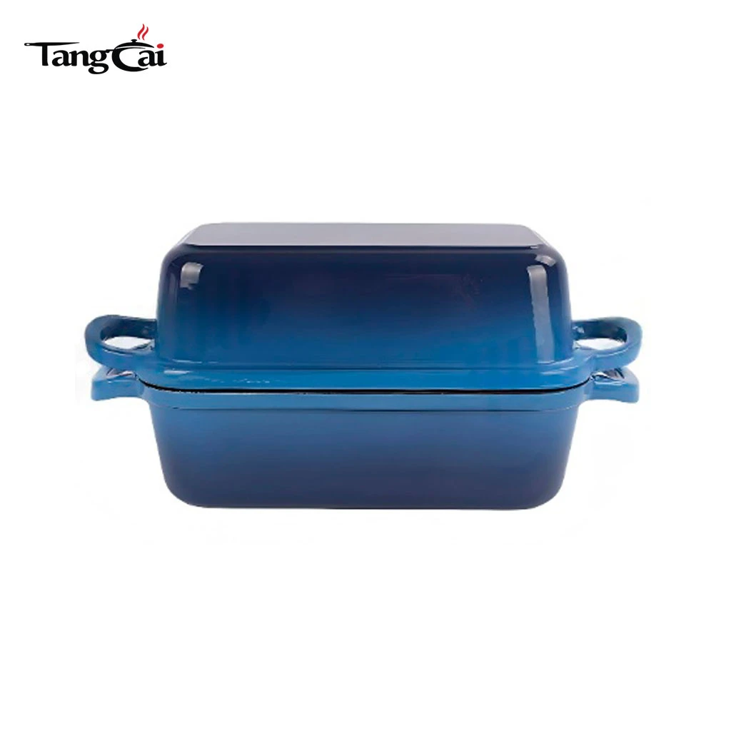 Colorful Enameled Cast Iron Loaf Pan 2 Piece Set, 10x5 inch 2 In 1 Bread Pan with Lid