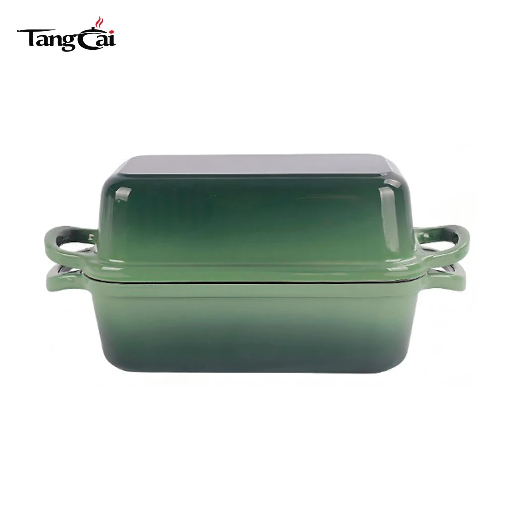 Colorful Enameled Cast Iron Loaf Pan 2 Piece Set, 10x5 inch 2 In 1 Bread Pan with Lid