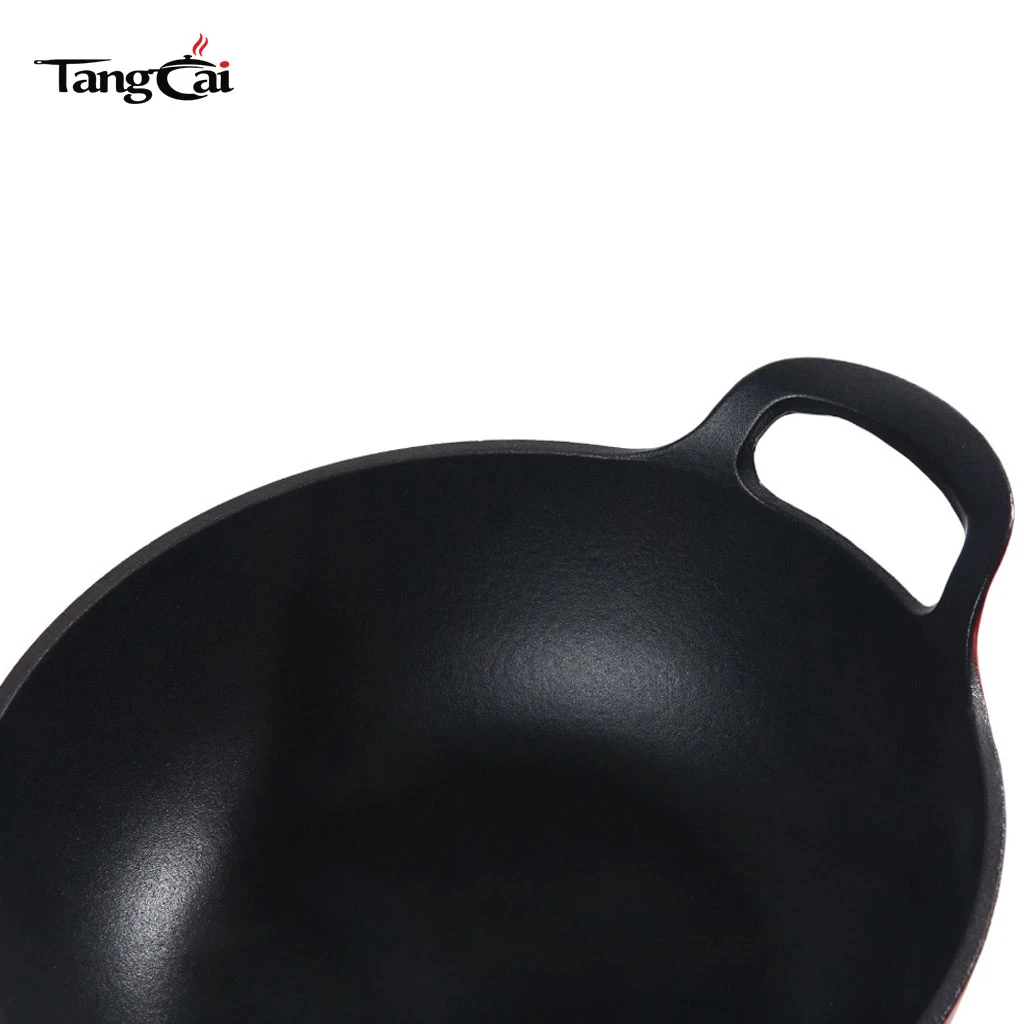Traditional 10.25" 26cm Diameter Round Enameled Cast Iron Balti Dish 3QT Cast Iron Stir Fry Pan