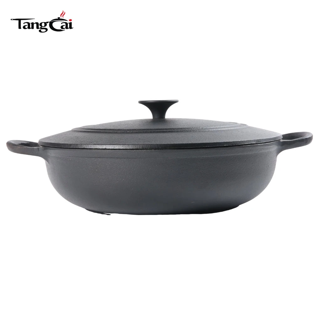 Pre-Seasoned Shallow Cast Iron Braiser Pan with Lid, Ideal for Indoor & Outdoor Searing, Braising & Roasting