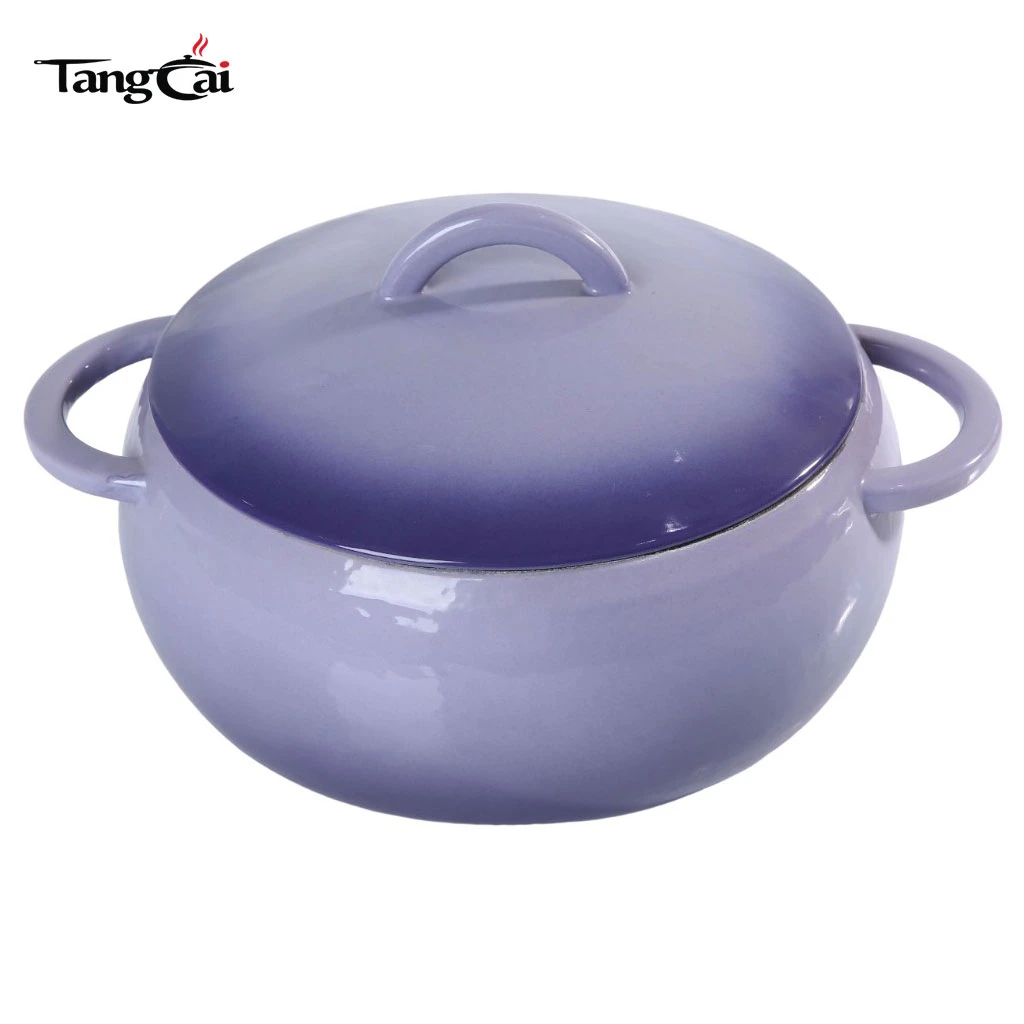 Premium Enamel Coated Cast Iron Round Big Belly Bean Pot for Slow Cooking
