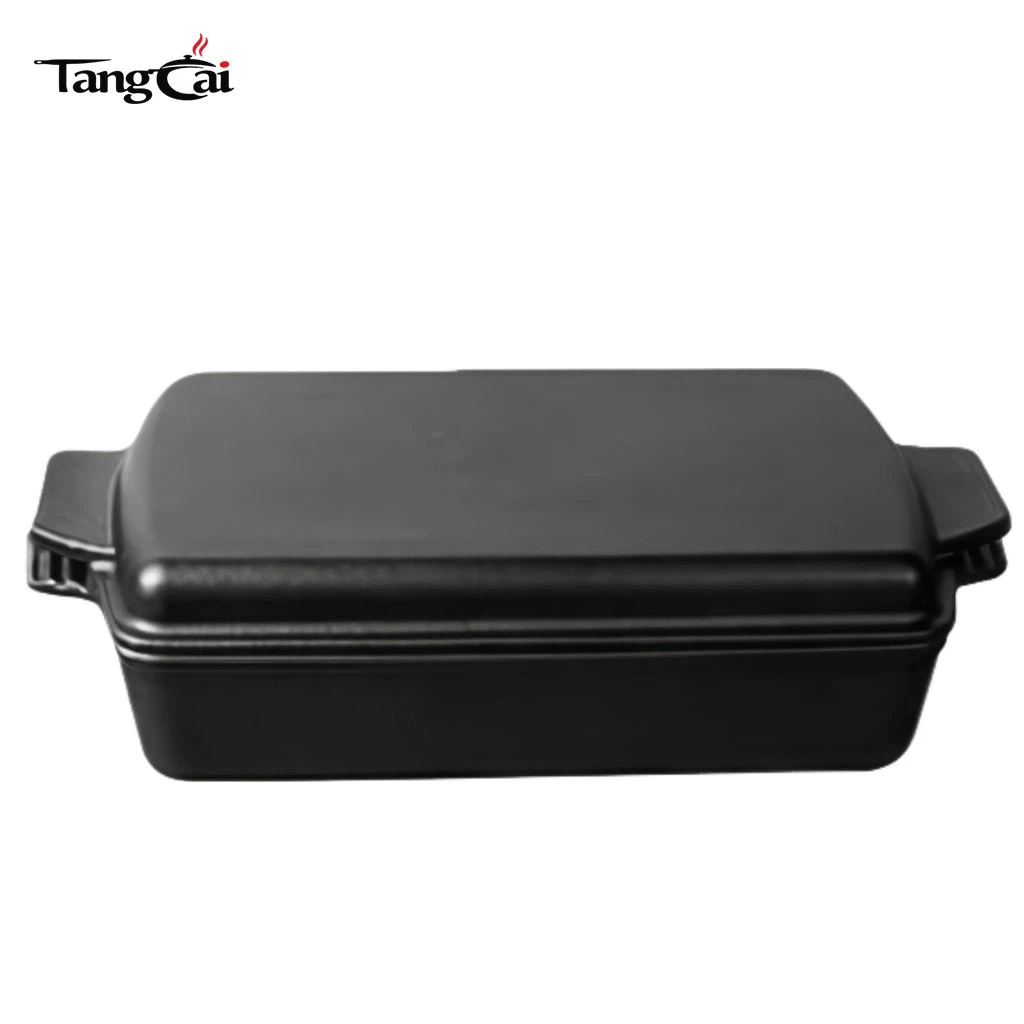 Factory Supply Pre-Seasoned Cast Iron 2-in-1 Combo Cooker, Rectangular Bread Baker & Roasting Pan