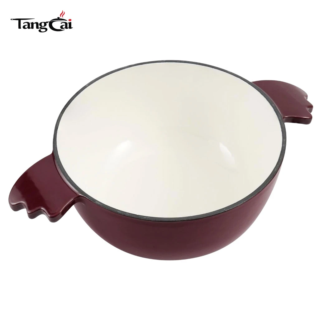 Premium Mini Owl Shaped Enameled Cast Iron Dutch Oven 3.5 Quart Flanged Casserole Pot