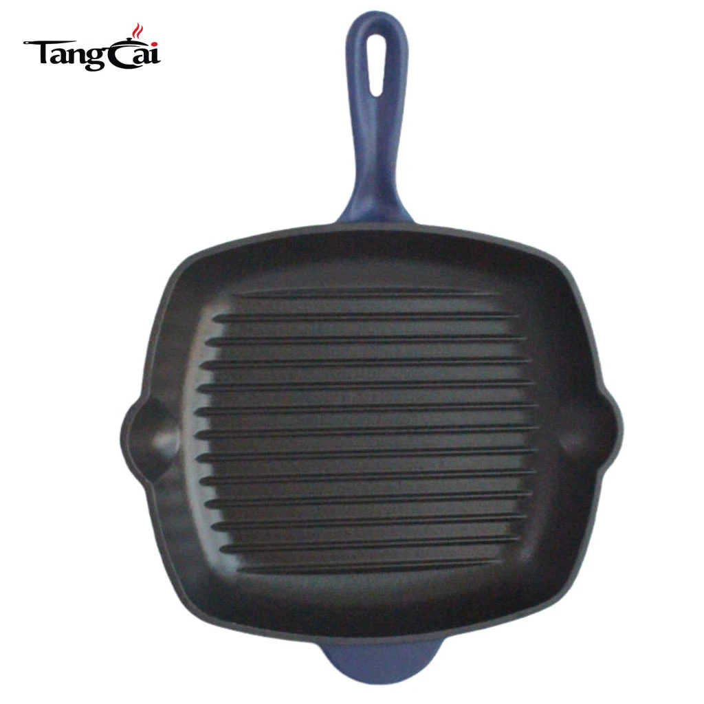 High Quality 24cm Enameled Cast Iron Frying Pan Grill Pan