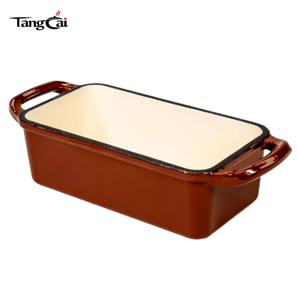 Custom Rectangular Enameled Cast Iron Loaf Baking Pan