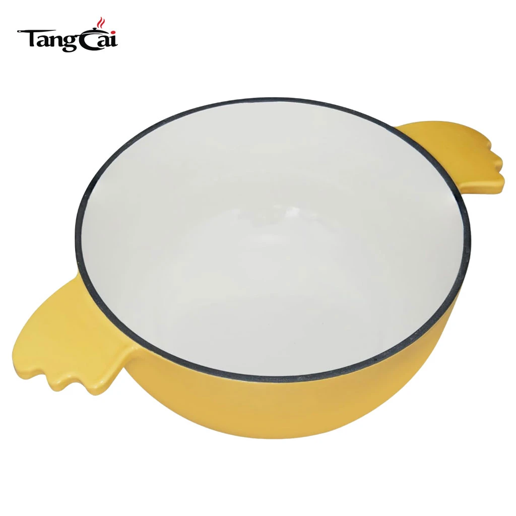 Premium Mini Owl Shaped Enameled Cast Iron Dutch Oven 3.5 Quart Flanged Casserole Pot