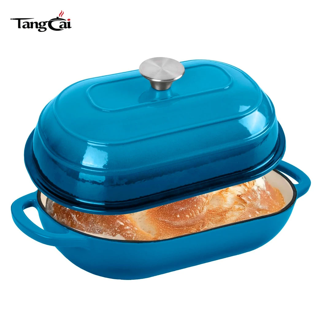 2026 Trending Bakeware 6QT Oval Enameled Cast Iron Bread Oven with Dome Lid