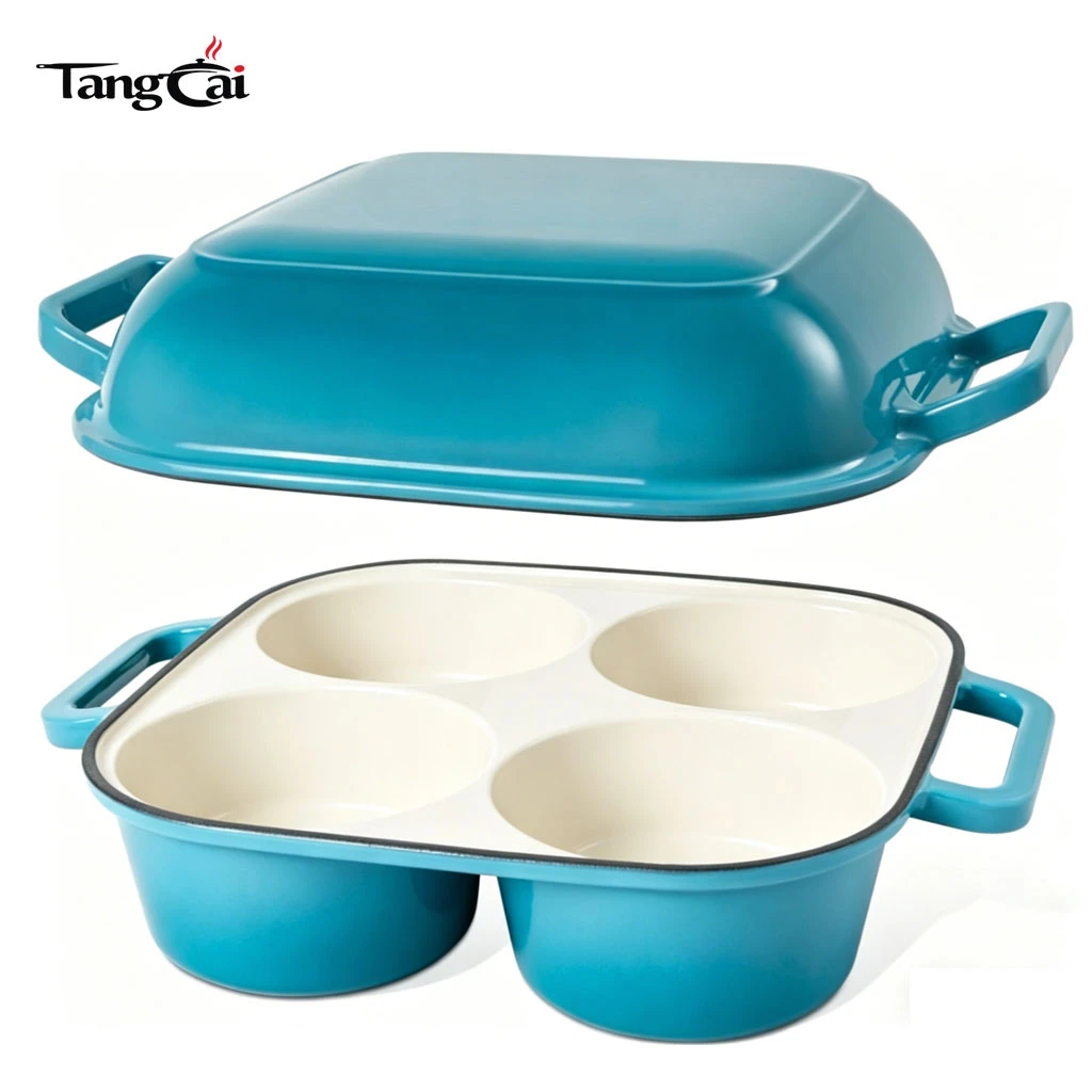 4-Cup Enameled Cast Iron Bread Pan, 2-in-1 Combo Cooker with Lid, Mini Sourdough Bread Baking Dish for Global Buyers