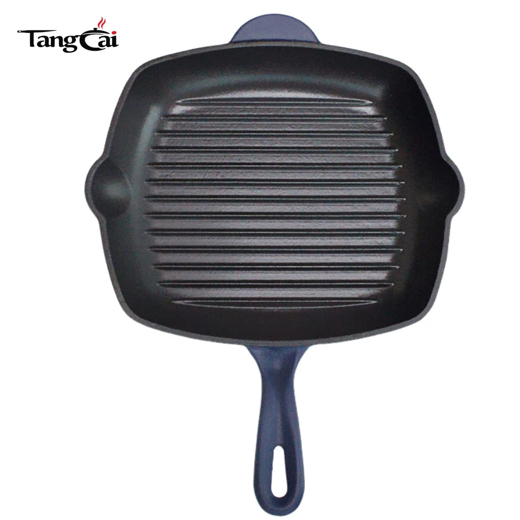 High Quality 24cm Enameled Cast Iron Frying Pan Grill Pan