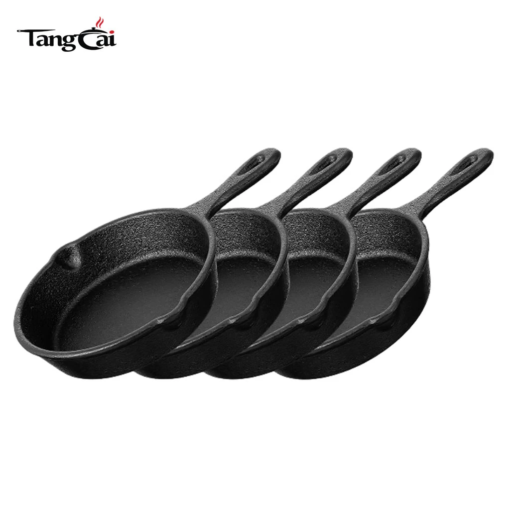 Wholesale 4-Piece Mini Cast Iron Fry Pan Set, Stackable Single-Size Small Round Skillet Set