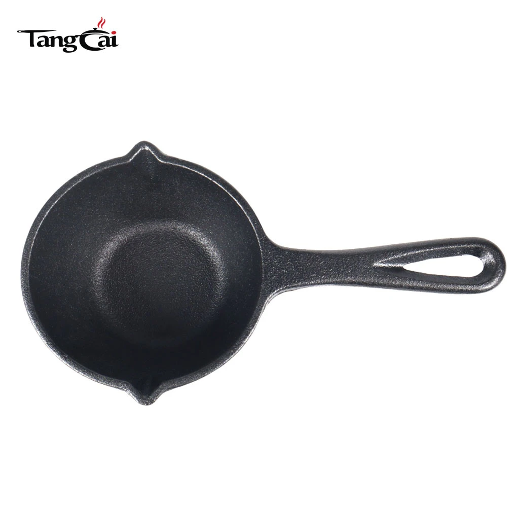 Pre-Seasoned Mini Cast Iron Melting Pot with Dual Pour Spouts & Hanging Handle
