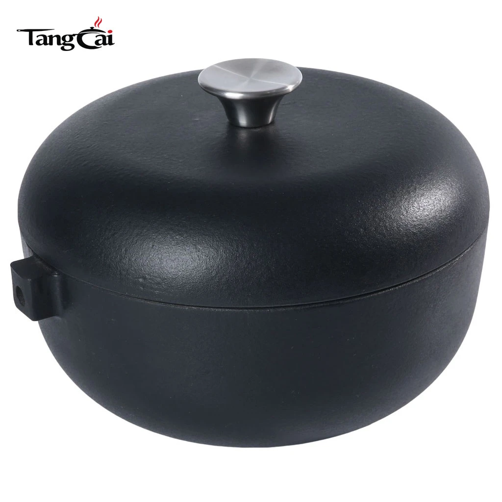 Matte Black Cast Iron Rice Cooker Pot, Japanese-Style Nabe with Lid