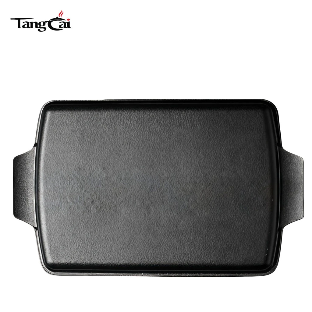 Factory Supply Pre-Seasoned Cast Iron 2-in-1 Combo Cooker, Rectangular Bread Baker & Roasting Pan