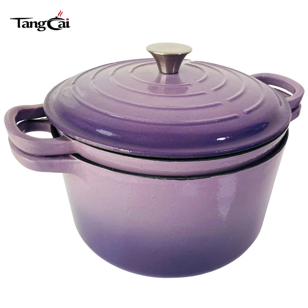 Stackable Enamel Cast Iron 2-in-1 Dutch Oven Set with Skillet Lid