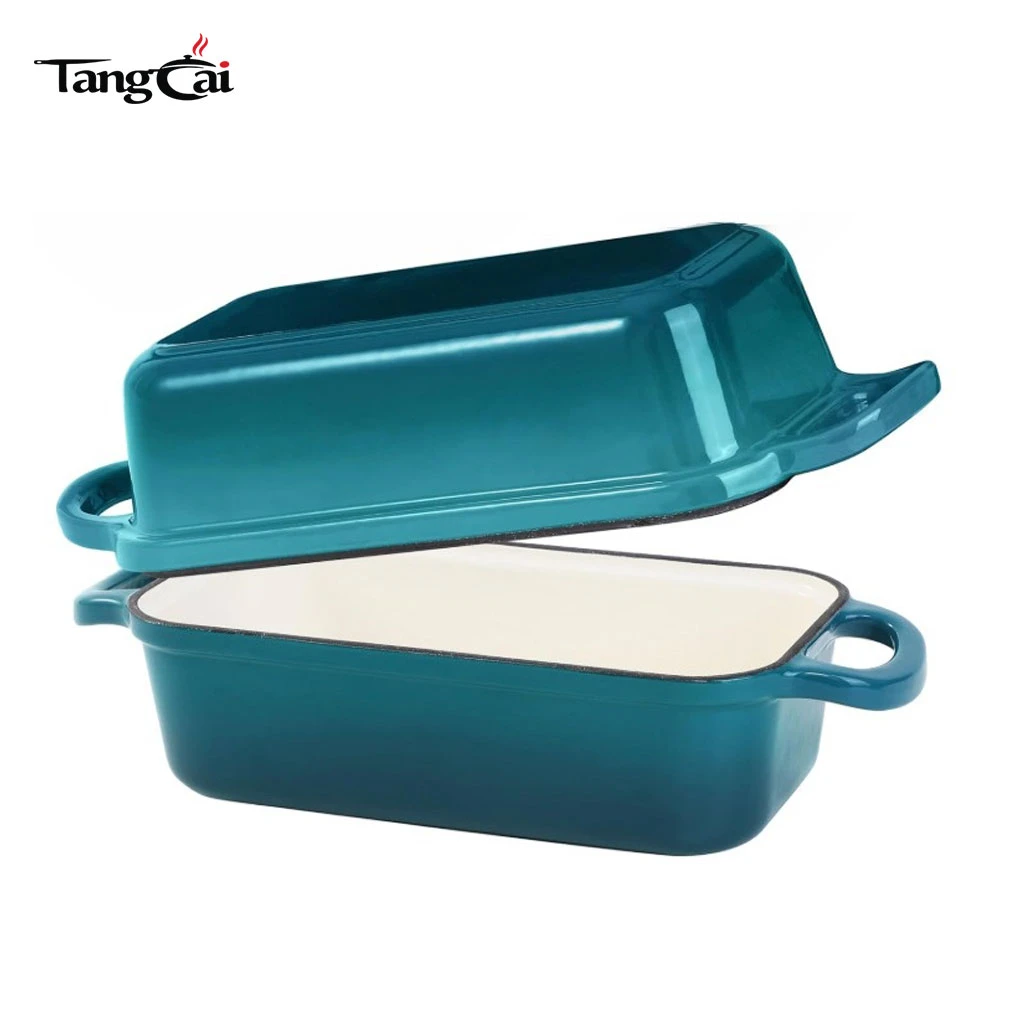 Colorful Enameled Cast Iron Loaf Pan 2 Piece Set, 10x5 inch 2 In 1 Bread Pan with Lid