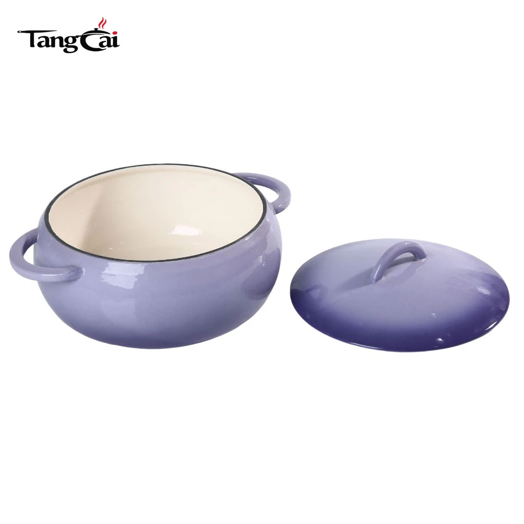 Premium Enamel Coated Cast Iron Round Big Belly Bean Pot for Slow Cooking