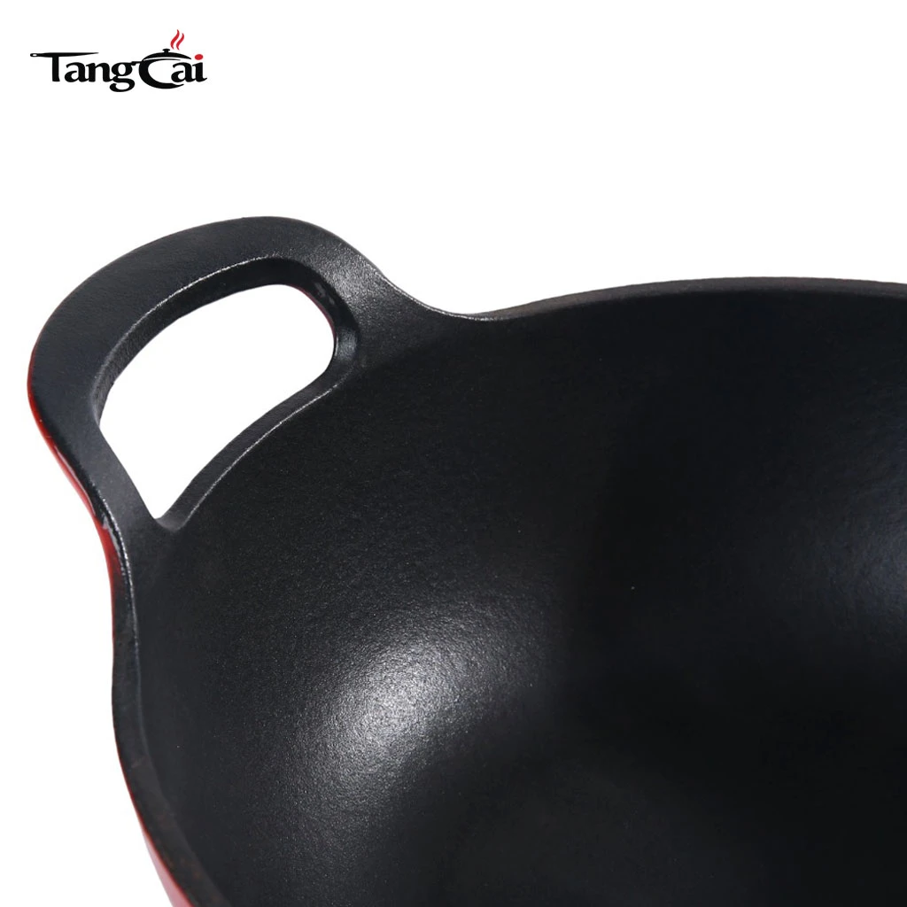 Traditional 10.25" 26cm Diameter Round Enameled Cast Iron Balti Dish 3QT Cast Iron Stir Fry Pan