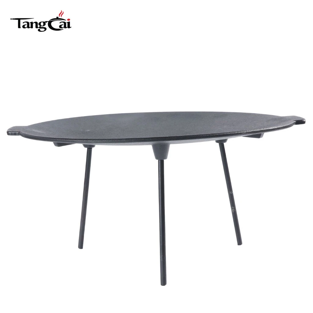 Large Flat Cast Iron Outdoor Griddle Pan- Pre-Seasoned Black Iron Fire Pit for BBQ Grilling