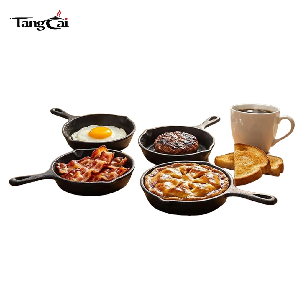 Wholesale 4-Piece Mini Cast Iron Fry Pan Set, Stackable Single-Size Small Round Skillet Set