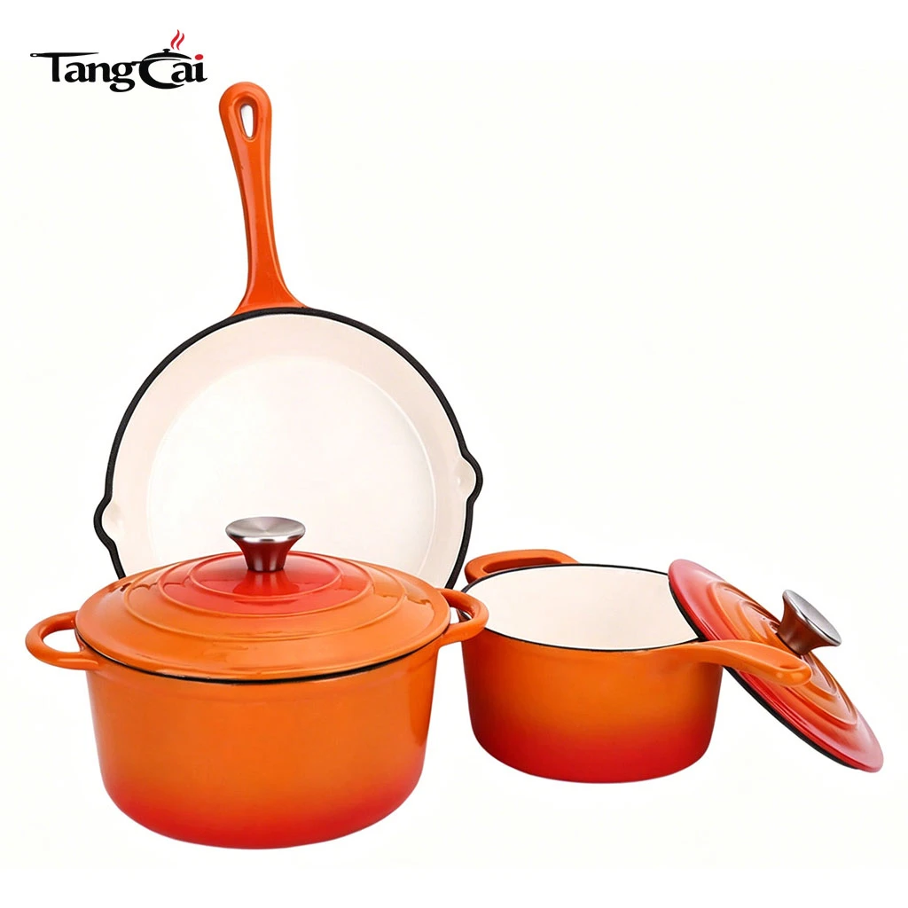 Custom 3 Piece Enameled Cast Iron Cookware Set