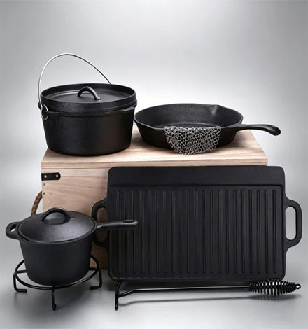 Premium 7-Piece Outdoor Cast Iron Cookware Set