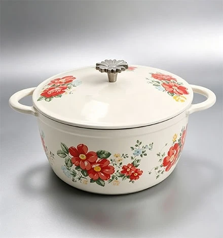 2026 Trending Vintage Floral Enameled Cast Iron Dutch Oven