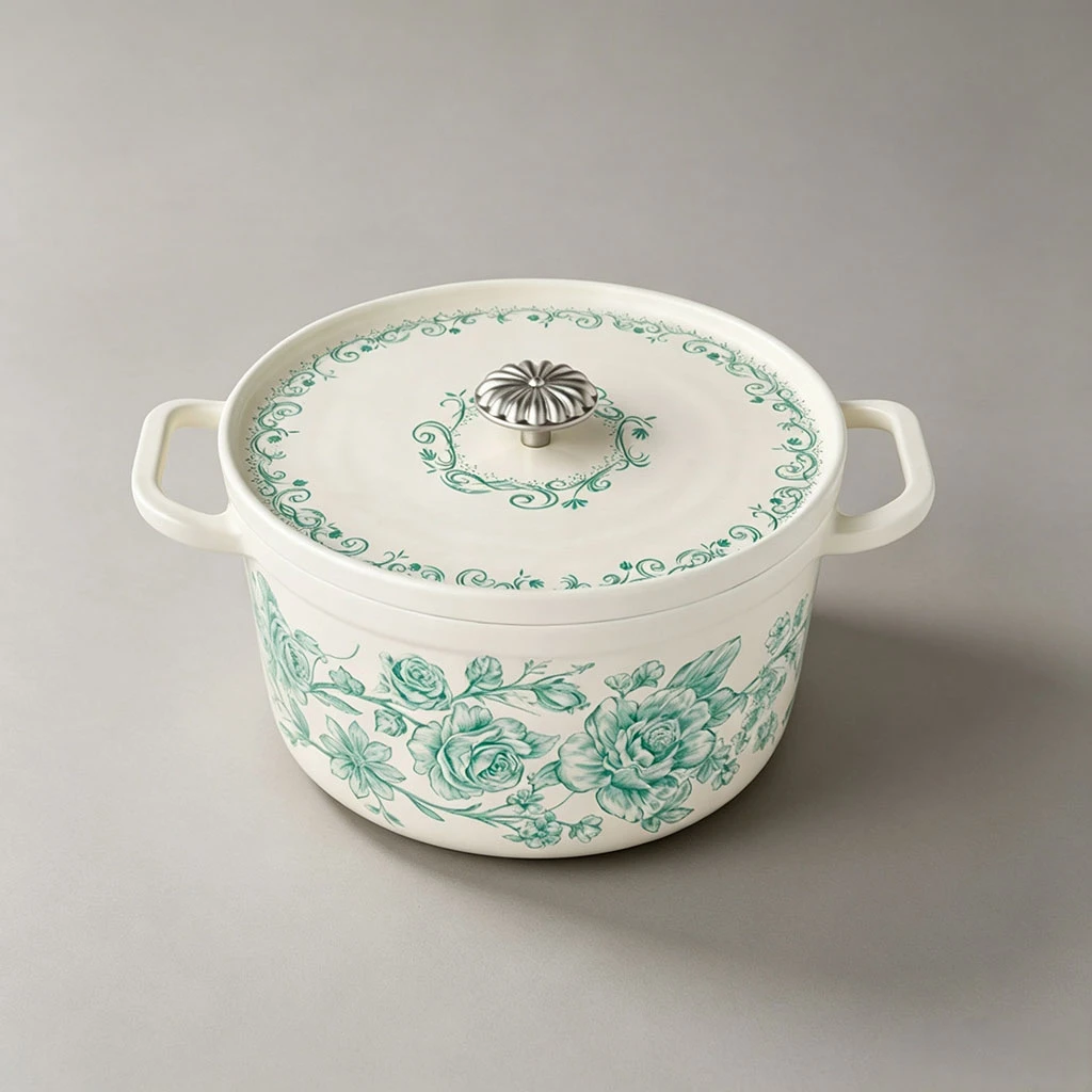 Custom trending vintage floral enameled cast iron dutch oven | OEM ODM Supported